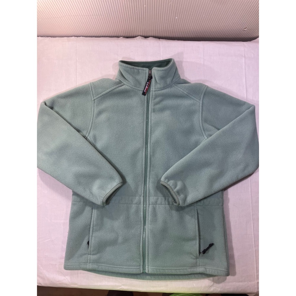 LL Bean Womens Fleece Jacket Mint Green Full Zip Pockets Size SM PET